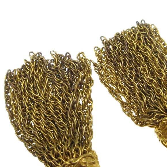 Chanel Fringe Dangle Earrings Clip-On Gold 94A 69670 - Picture 5 of 5